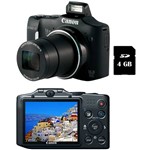 Ficha técnica e caractérísticas do produto Câmera Digital PowerShot SX160 Preta 16MP, 16x Zoom Óptico + Cartão de 4GB - Canon