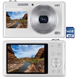 Câmera Digital Samsung DV150 Smart 16.1MP, Foto Panorâmica, Grava em HD, Wi-Fi, Branca, 5x Zoom Óptico, Cartão de Memória 4GB