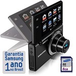 Ficha técnica e caractérísticas do produto Câmera Digital MV800 (16.1MP) Preta C/ 5x de Zoom Óptico, Filma em HD, Foto em 3D, Foto Panorâmica, Touch Screen, Duplo Estabilizador de Imagem, LCD de 3" e Bateria Recarregável + Cartão 4GB - Samsung