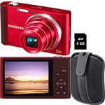 Câmera Digital Samsung ST200 16.1 MP C/ 10x Zoom Óptico Cartão 4GB Vermelho