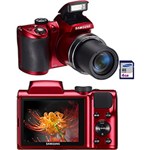Ficha técnica e caractérísticas do produto Câmera Digital Samsung WB100 16.2MP 26X Zoom Óptico Cartão SDHC de 4GB Vermelha