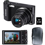 Câmera Digital Samsung WB150F 14.2MP C/ 18x de Zoom Óptico Cartão Micro 8GB Preta + Bolsa Samsung