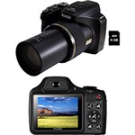 Ficha técnica e caractérísticas do produto Câmera Digital Semi-Profissional Kodak PixPro AZ522 16 MB Zoom Óptico 52x Cartão 8GB Preta