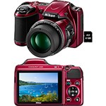 Ficha técnica e caractérísticas do produto Câmera Digital Semi-Profissional Nikon L820 16MP Zoom Óptico 30x Cartão 4 GB - Vermelha