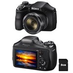 Ficha técnica e caractérísticas do produto Câmera Digital Sony Cyber-shot DSC-H300 Preta - 20.1 MP, Super Zoom Óptico de 35x, LCD 3.0", Foto Panorâmica 360º, Vídeos HD + Cartão 8GB
