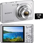 Ficha técnica e caractérísticas do produto Câmera Digital Sony Cyber-Shot DSC W610 14.1MP C/ 4x de Zoom Óptico Cartão SD de 4GB Prata