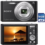 Ficha técnica e caractérísticas do produto Câmera Digital Sony Cyber-shot DSC-W730, 16.1MP Zoom Óptico 8x Cartão de Memória de 8GB Preta