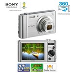 Ficha técnica e caractérísticas do produto Câmera Digital Sony Cyber-Shot DSC-W800 Prata - 20.1 MP, LCD 2.7", Zoom Óptico de 5x, Estabilizador de Imagem, Foto Panorâmica e Vídeo HD
