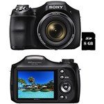 Ficha técnica e caractérísticas do produto Câmera Digital Sony DSC-H200 20.1MP 26x Zoom Óptico Foto Panorâmica Preta + Cartão de 8GB