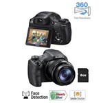 Ficha técnica e caractérísticas do produto Câmera Digital Sony DSC-HX300 Preta 20.4 MP, Foto 3D, Zoom de 50x, Lentes Carl Zeiss, LCD 3,0", Visor EVF de 0,2", Vídeos Full HD + Cartão de 8Gb