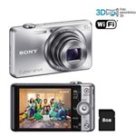 Ficha técnica e caractérísticas do produto Câmera Digital Sony DSC-WX200 Prata 18.2 MP, LCD de 2,7", Zoom Óptico de 10x, Foto Panorâmica 360º e 3D, Wi-Fi, Vídeos HD + Cartão 8GB