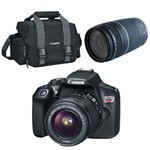 Câmera Digital T6 18mp EOS 18-55mm + Lente Profissional EF75-300 F4-5.6III e Bolsa | Canon