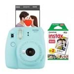 Ficha técnica e caractérísticas do produto Câmera Instantânea Fujifilm Instax Mini 9 Azul Aqua + Pack 20 Fotos