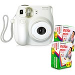 Ficha técnica e caractérísticas do produto Câmera Instantânea Instax Mini 7S Branca com Lentes Fujinon, Disparador Eletrônico, Flash Automático, Tamanho das Imagens de 6x9cm + 2 Filmes Instantâneos Fujifilm Instax Mini para 20 Fotos cada