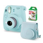 Ficha técnica e caractérísticas do produto Câmera Instax Mini 9 Gelo Azul + Filme + Case Câmera
