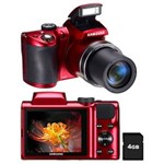 Ficha técnica e caractérísticas do produto Câmera Samsung WB100 Vermelha com LCD 3,0”, 16.2MP, Zoom Óptico 26x, Vídeo HD, Foto Panorâmica, Foto 3D, Detector de Face e Sorriso