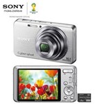 Ficha técnica e caractérísticas do produto Câmera Sony DSC-W630 Prata C/ 16.1MP, LCD 2,7”, Zoom Óptico 5x, Vídeo HD, Panorâmica 360º, Menu Diversão, Detector de Face e Sorriso + Cartão MS 8GB