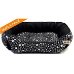 Caminha Pet Cama para Cachorro Gato Dupla Face Binnopet Berlim Patinhas Preto - M