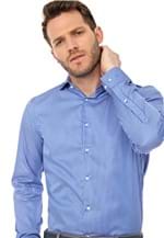 Ficha técnica e caractérísticas do produto Camisa Azzaro Slim Listrada Azul/Branca - Azul - Masculino - AlgodÃ£o - Dafiti