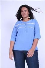 Ficha técnica e caractérísticas do produto Camisa Crepe com Renda Plus Size Azul P