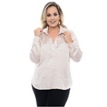 Ficha técnica e caractérísticas do produto Camisa Feminina Pontos Plus Size - BEGE CLARO - G1