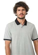 Ficha técnica e caractérísticas do produto Camisa Polo Calvin Klein Reta Frisos Cinza - Cinza - Masculino - AlgodÃ£o - Dafiti