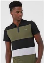 Ficha técnica e caractérísticas do produto Camisa Polo Lacoste Reta Color Block Preta/Verde
