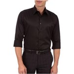 Ficha técnica e caractérísticas do produto Camisa Social Masculina Lisa 10505090200019P - 2 - PRETO