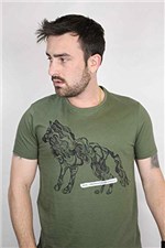 Ficha técnica e caractérísticas do produto Camiseta Acostamento Masculina Lobo (Verde Militar)