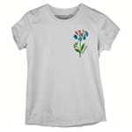 Ficha técnica e caractérísticas do produto Camiseta Baby Look Flor Aquarela - G Cinza