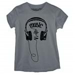 Ficha técnica e caractérísticas do produto Camiseta Baby Look Music - P Cinza