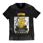 Ficha técnica e caractérísticas do produto Camiseta Bart Simpsons Preso Masculina - PRETO - G