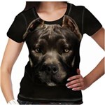 Ficha técnica e caractérísticas do produto Camiseta Cachorro Pitbull Feminina PV - G - Preto