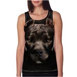Ficha técnica e caractérísticas do produto Camiseta Cachorro Pitbull Regata Feminina - M - Preto