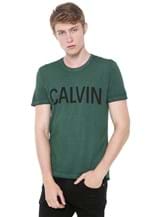 Ficha técnica e caractérísticas do produto Camiseta Calvin Klein Jeans Logo Verde - Kanui