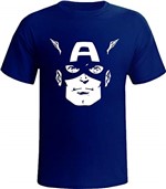 Ficha técnica e caractérísticas do produto Camiseta Capitão América Rosto (azul, 10 Anos)