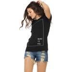 Ficha técnica e caractérísticas do produto Camiseta Feminina de Algodão na Cor Preta Beautiful F+