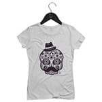 Ficha técnica e caractérísticas do produto Camiseta Feminina Mexican Skull | Branca - P