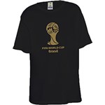 Ficha técnica e caractérísticas do produto Camiseta FIFA Preta Masculina Emblema Oficial Poliéster
