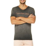 Ficha técnica e caractérísticas do produto Camiseta Gola V Calvin Klein Jeans Estampa Logo