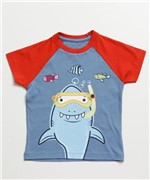 Ficha técnica e caractérísticas do produto Camiseta Infantil Estampa Tubarão Manga Curta MR