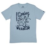 Ficha técnica e caractérísticas do produto Camiseta Masculina Claro Regular Fit 100% Algodão - Wrangler - G - Azul