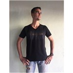 Ficha técnica e caractérísticas do produto Camiseta Masculina Gola V - 451 - PRETO - M