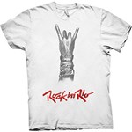 Ficha técnica e caractérísticas do produto Camiseta Masculina Símbolo do Rock Branca - Dimona