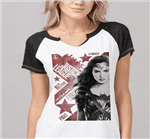 Ficha técnica e caractérísticas do produto Camiseta Raglan Feminina Liga da Justiça Mulher Maravilha (P)
