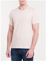 Ficha técnica e caractérísticas do produto Camiseta Slim Logo Relevo - Rosa Claro - P
