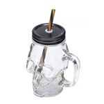 Ficha técnica e caractérísticas do produto Caneca de Caveira 450ml com Tampa e Canudo - Skull Rock Style - Lyor