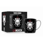 Ficha técnica e caractérísticas do produto Caneca Porcelana Caveira Let's Rock And Roll 360Ml Presente