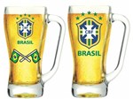 Canecas de Chopp/Cerveja de Vidro 500ml - Globimport Clubes Brasão CBF 2 Peças