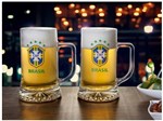 Ficha técnica e caractérísticas do produto Canecas de Chopp/Cerveja de Vidro 500ml - Globimport Clubes Brasão CBF 2 Peças